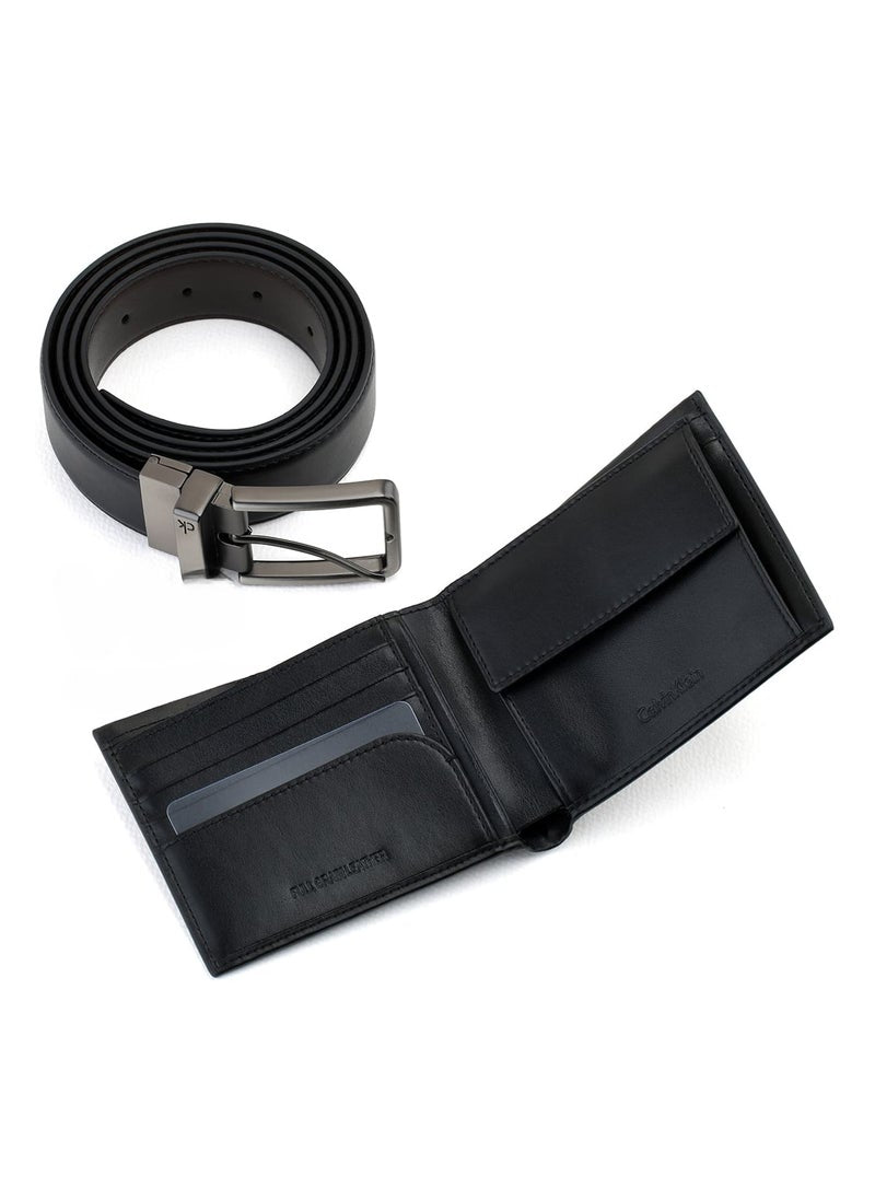 CK Black Leather Wallet-Belt Set For Men 11#