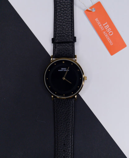IBSO Slim Leather Belt Watch - Golden Frame - S8160G