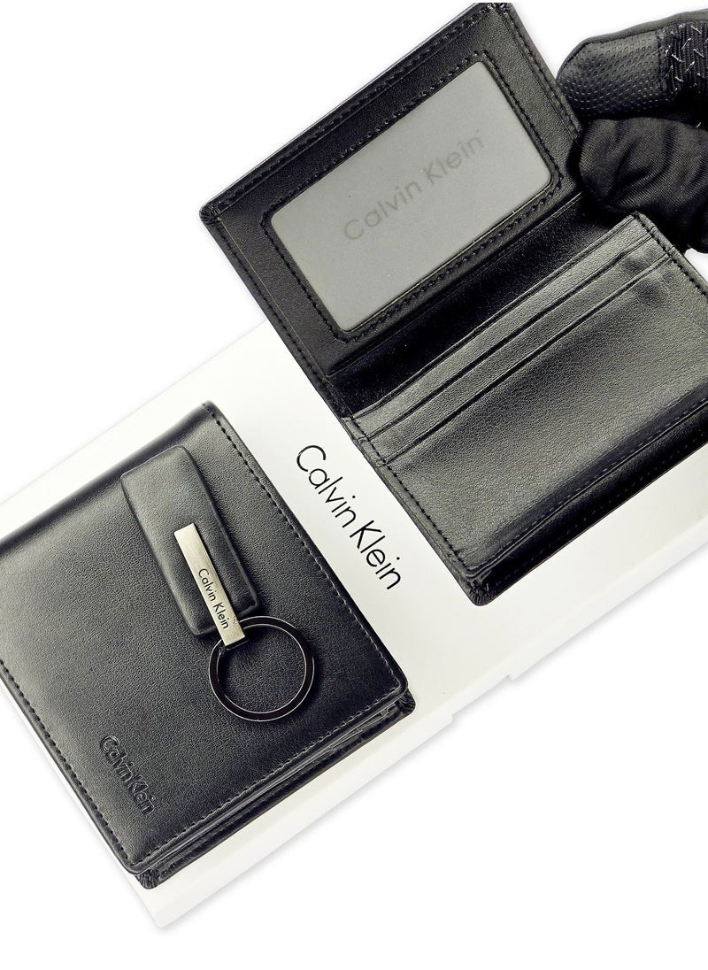 CK Black Leather Wallet-Keychain-Card Holder Set For Men 7#