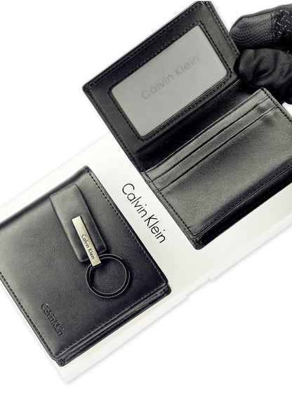 CK Black Leather Wallet-Keychain-Card Holder Set For Men 7#