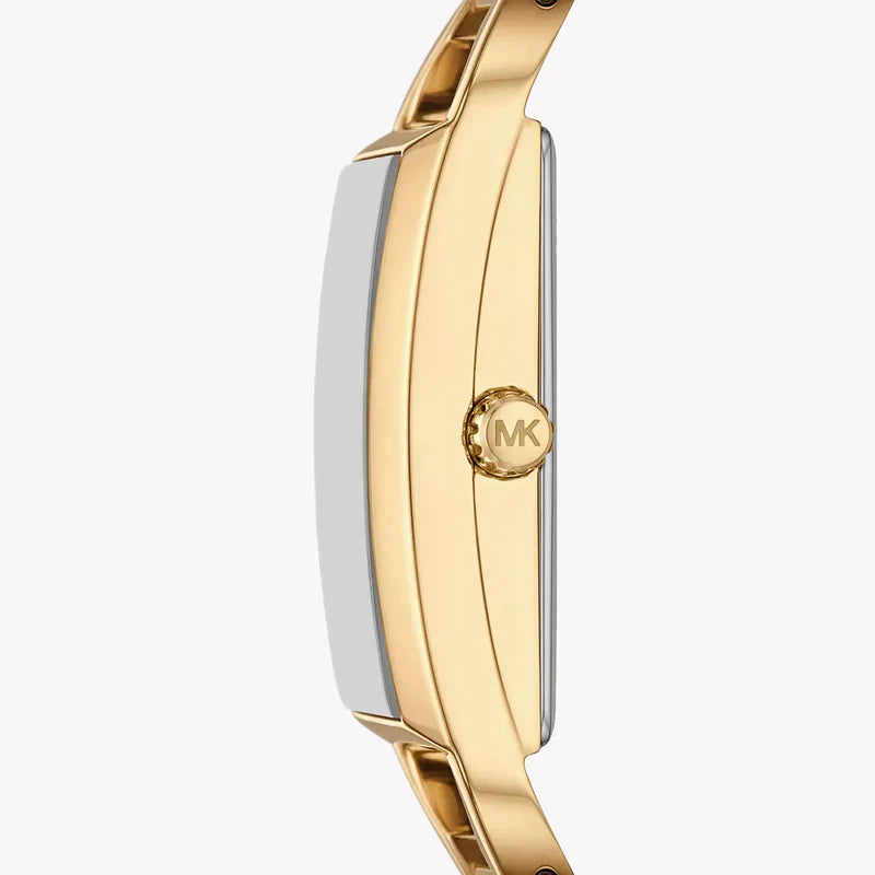 Michael Kors Women's MK Empire Three-Hand Gold-Tone Stainless Steel Logo Bracelet Watch (Model: MK4840), Gold, Modern