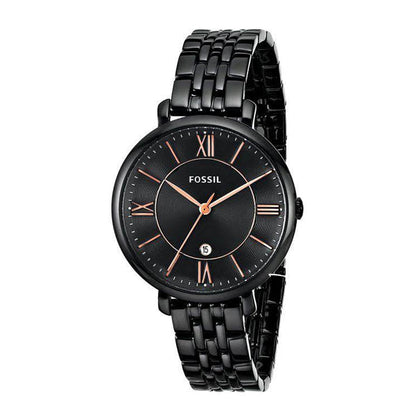 Fossil Jacqueline ES3614 Three-Hand Black Stainless Steel Women's Watch