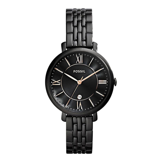 Fossil Jacqueline ES3614 Three-Hand Black Stainless Steel Women's Watch