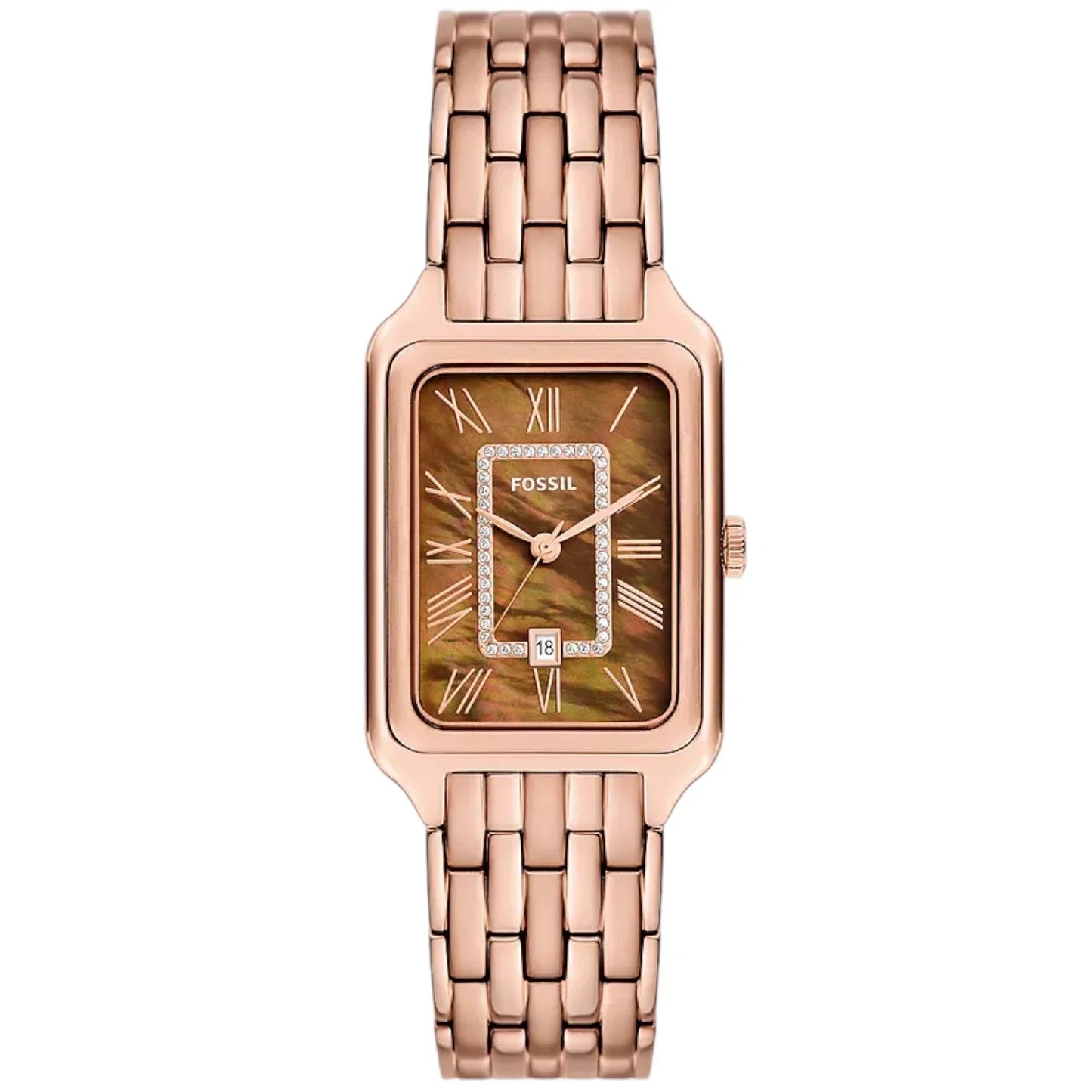Fossil Raquel ES5323 Three-Hand Brown Mother of Pearl Rose Gold-Tone Stainless Steel Women's Watch