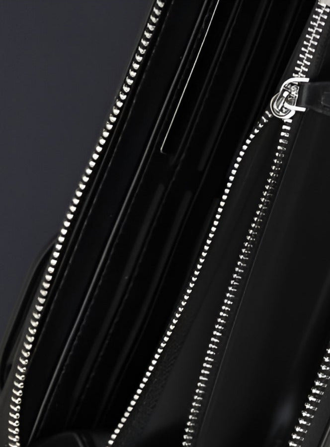 TH Long Black Leather Wallet For Men 50#