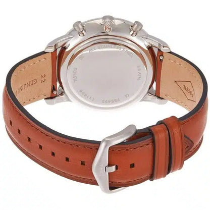Fossil Neutra FS5453 Men’s Analog Watch – 44mm Blue Dial with Brown Leather Strap