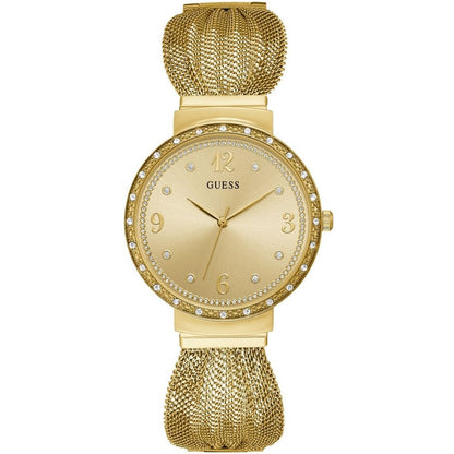 Guess Chiffon W1083L2 Gold Tone Mesh Bracelet Crystal Watch