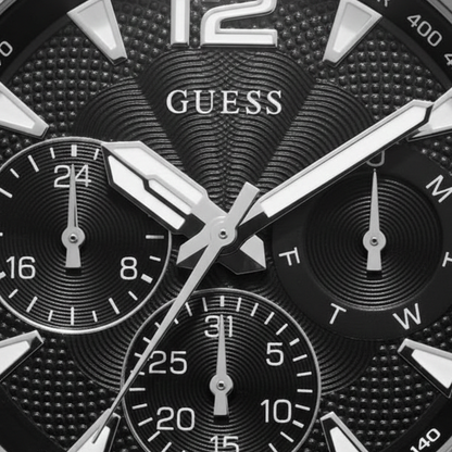 Guess Commander GW0056G1 Silver Tone Stainless Steel Black Dial Watch