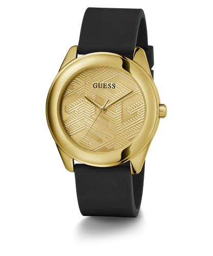 Guess Cubed GW0665L1 Gold Tone Case Black Rubber Watch