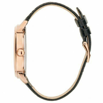 Guess Delancy W0870G2 Rose Gold Case Silver Dial Black Leather Watch