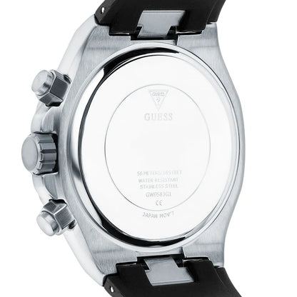 Guess Empire GW0583G1 Silver Tone Case Black Dial Rubber Watch