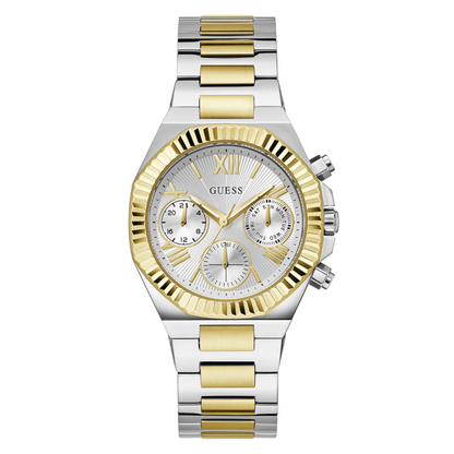 Guess Equality GW0769L3 Two-Tone Silver Gold Coin-Edge Ladies Watch