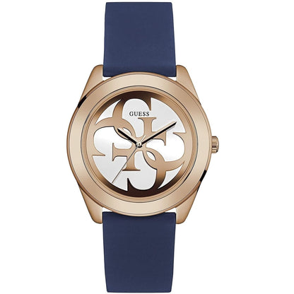 Guess G-Twist W0911L6 Rose Gold Stainless Steel Blue Silicone Ladies Watch