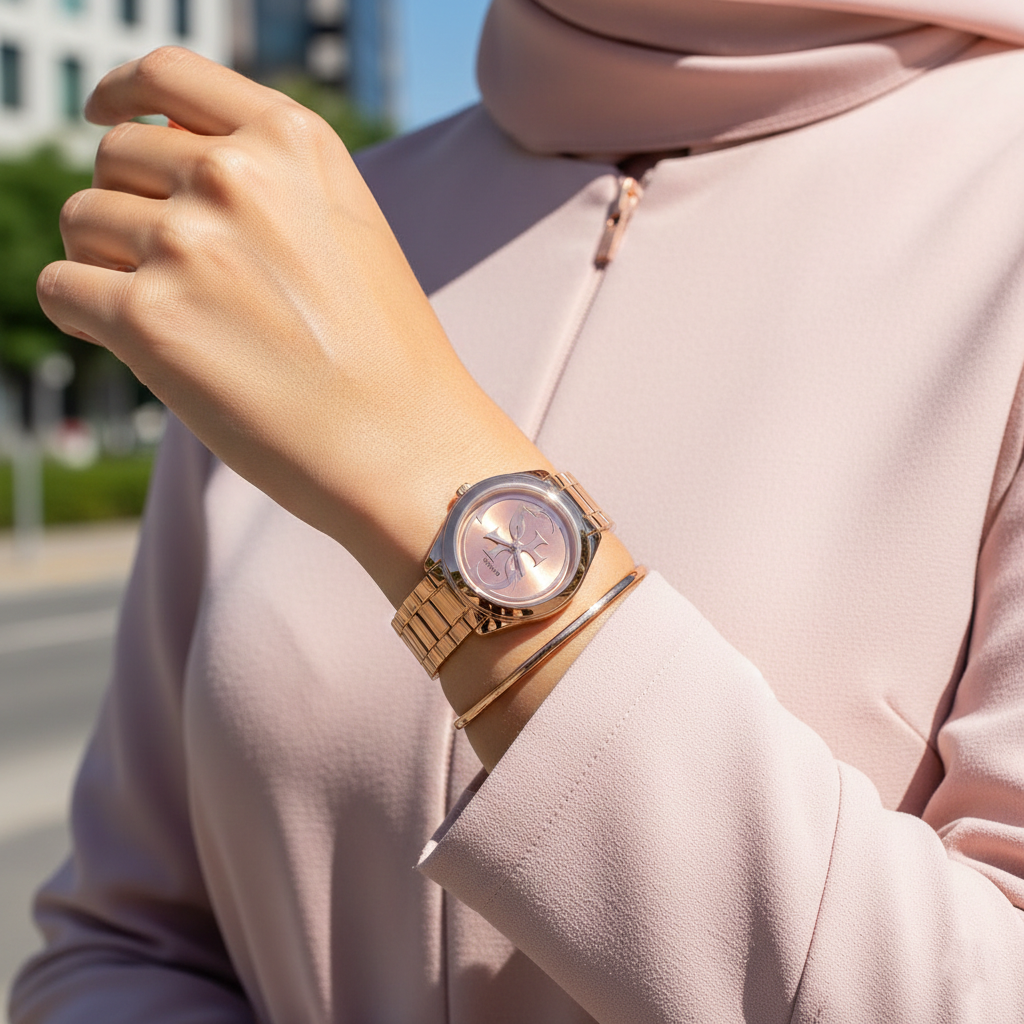 Guess G-Twist W1082L3 Rose Gold Interlocking Logo Dial Watch