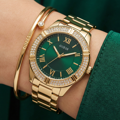 Guess Cosmo GW0033L8 Gold & Green Ladies Watch