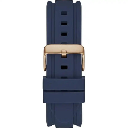 Guess Commander GW0211G4 Rose Gold Case Blue Bezel Rubber Strap Men's Watch