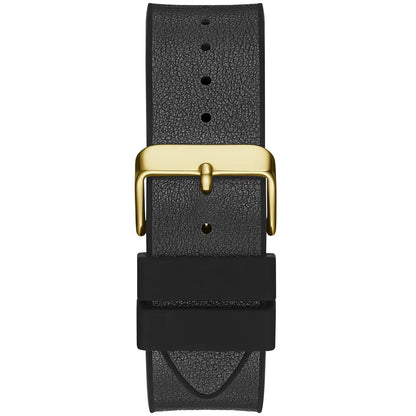 Guess Phoenix GW0386G3 Gold-Tone Case Black Minimalist Dial Leather Strap Men's Watch