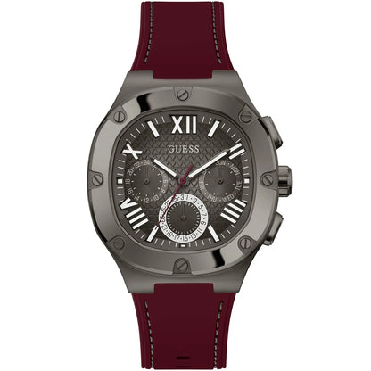 Guess Headline GW0571G4 Gunmetal Case Black Dial Red Rubber Strap Men's Watch