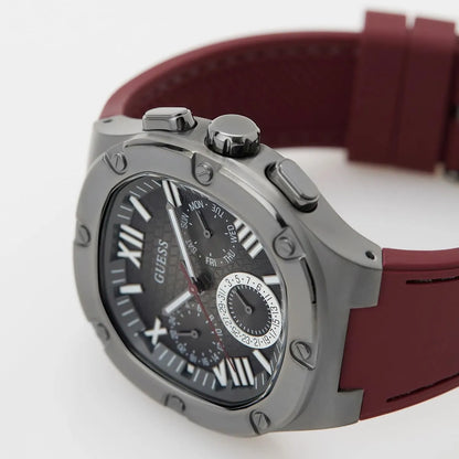 Guess Headline GW0571G4 Gunmetal Case Black Dial Red Rubber Strap Men's Watch