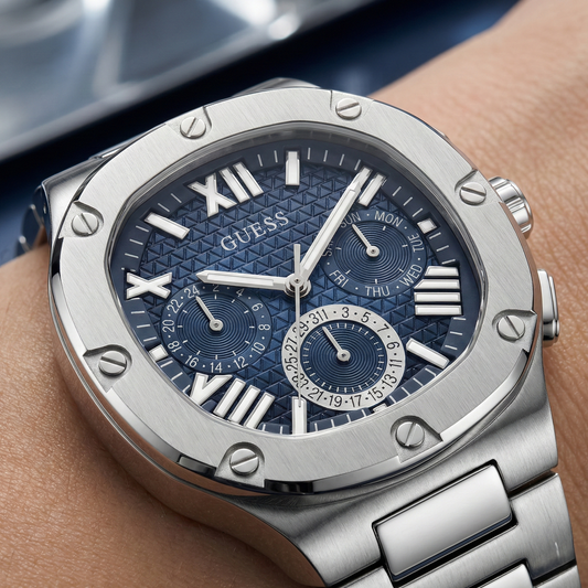 Guess Headline GW0572G1 Men's Silver-Tone & Blue Dial Watch
