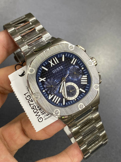 Guess Headline GW0572G1 Men's Silver-Tone & Blue Dial Watch