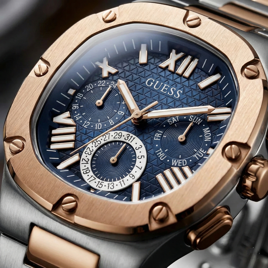 Guess Headline GW0572G4 Two-Tone Silver & Rose Gold Blue Dial Men's Watch