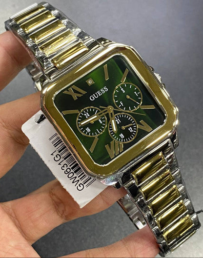 Guess GW0631G1 Men's Two-Tone Square Watch with Green Dial