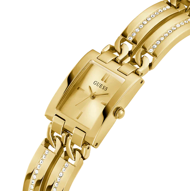 Guess GW0668L2 Gold Tone Rectangular Crystal Bracelet Watch