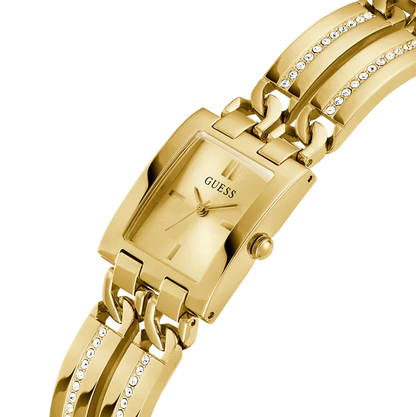 Guess GW0668L2 Gold Tone Rectangular Crystal Bracelet Watch