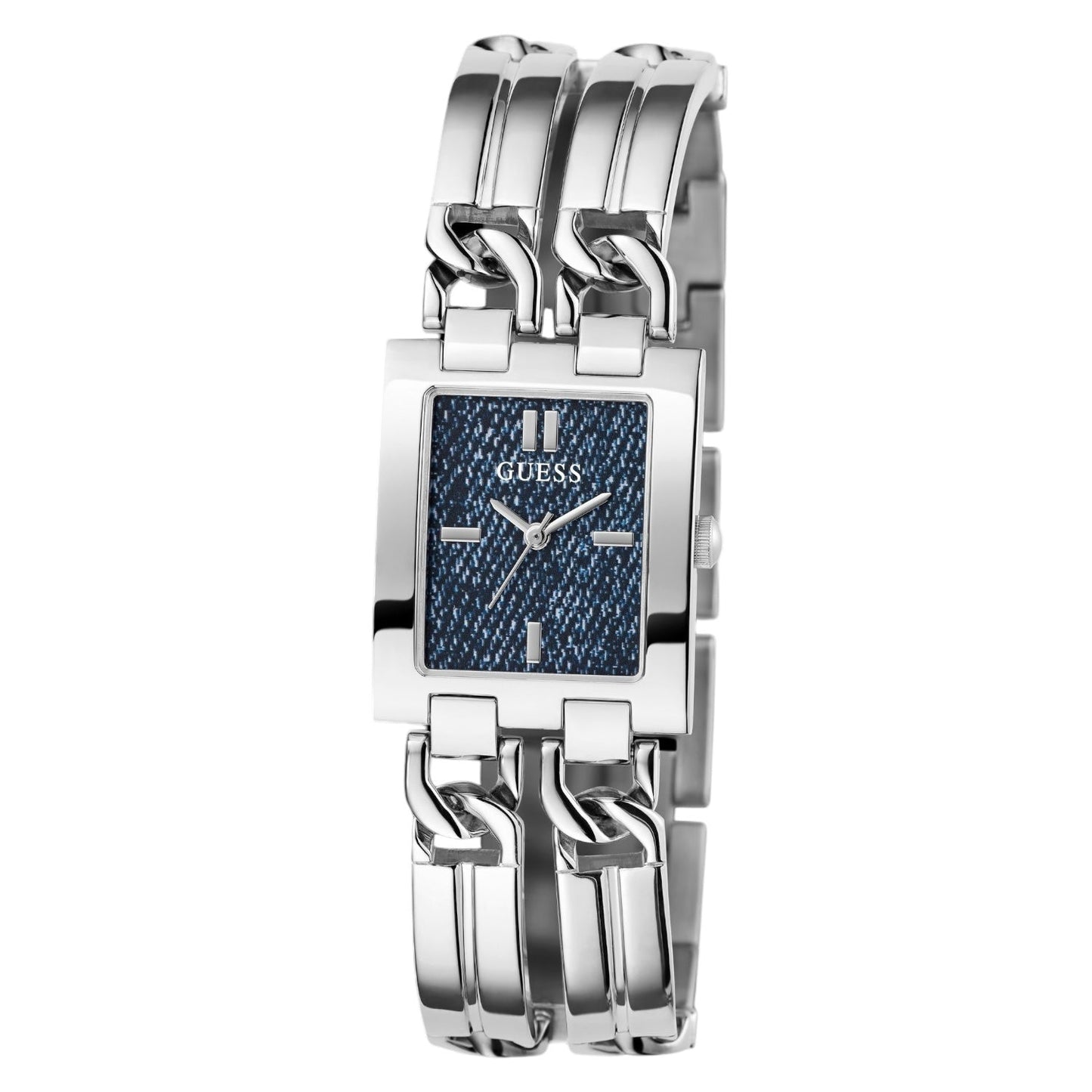 Guess GW0807L1 Silver Tone Rectangular Blue Denim Dial Watch