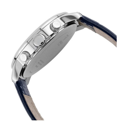Guess Horizon W0380G3 Silver Tone Case Black Dial Blue Leather Watch
