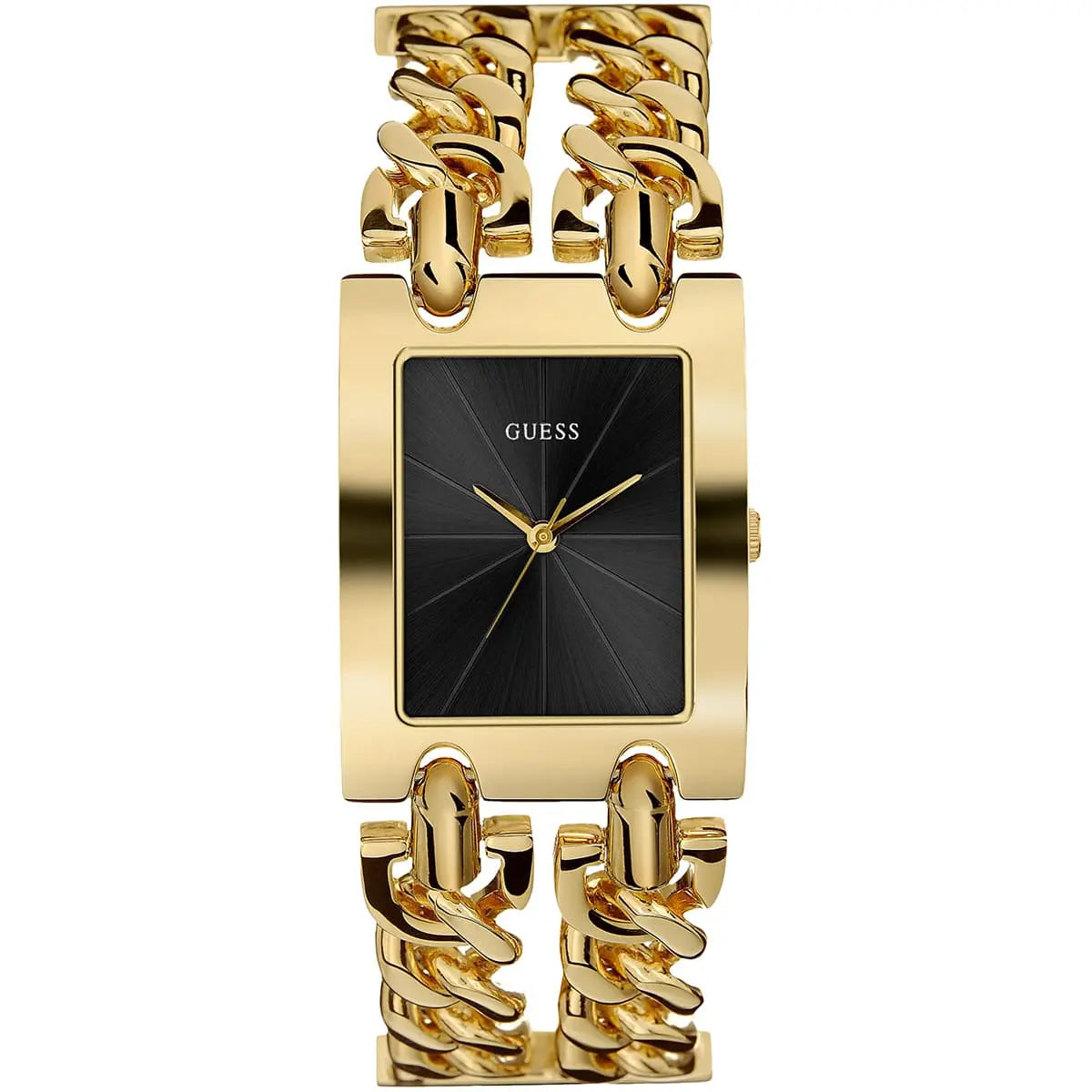 Guess Mod Heavy Metal U1117L5 Gold Tone Chain Bracelet Black Dial Watch
