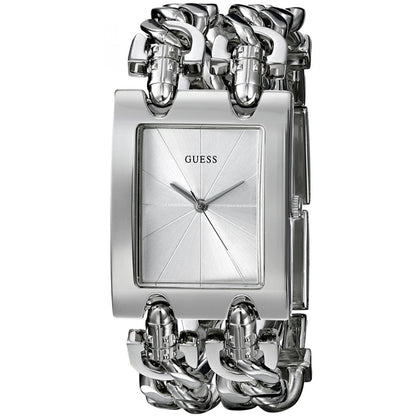 Guess Mod Heavy Metal W1117L1 Silver Tone Chain Bracelet Rectangular Watch