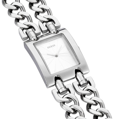 Guess Mod Heavy Metal W1117L1 Silver Tone Chain Bracelet Rectangular Watch