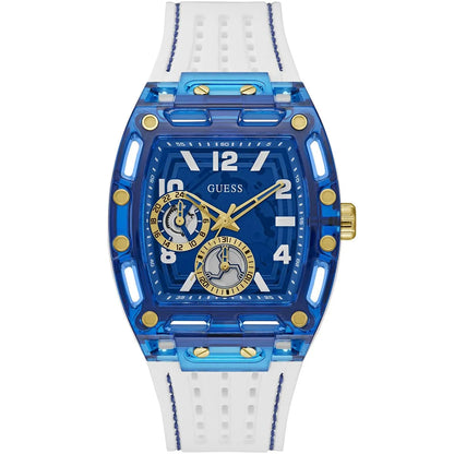Guess Phoenix GW0499G6 Blue Transparent Case White Silicone Multifunction Watch