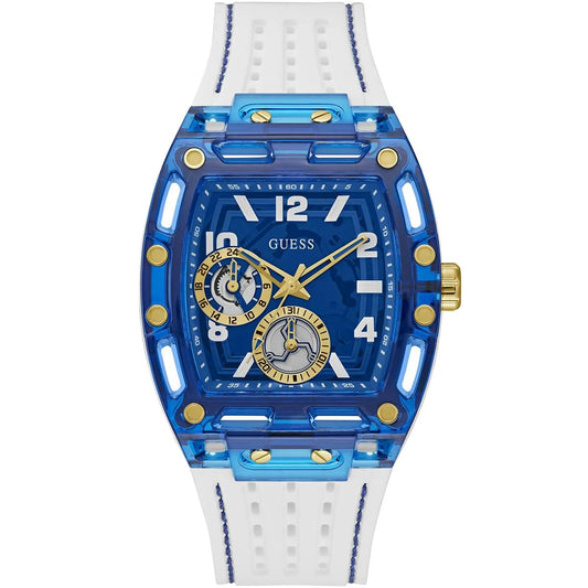 Guess Phoenix GW0499G6 Blue Transparent Case White Silicone Multifunction Watch
