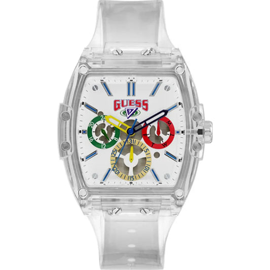Guess Originals Phoenix V1051M1 Clear Transparent Case White Dial Multicolor Watch