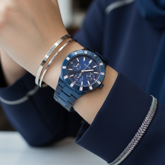 Guess W0027L3 Glisten Blue Ion-Plated Crystal Bezel Women's Watch