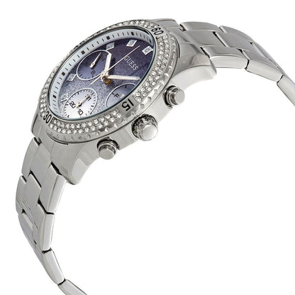 Guess Confetti W0774L6 Silver & Blue Glitter Watch