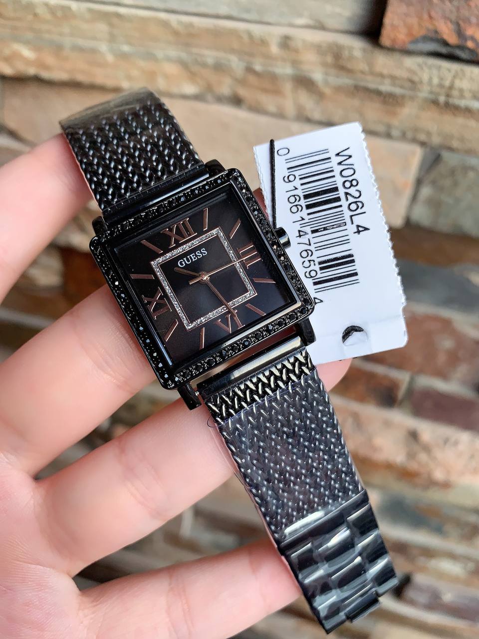 Guess Highline W0826L4 Black Mesh Square Crystal Ladies Watch