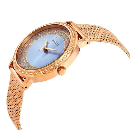 Guess Willow W0836L1 Rose Gold Woven Mesh Glitz Dial Women's Watch