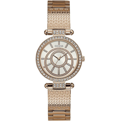 Guess Muse W1008L3 Rose Gold Crystal Dial Mesh Link Women's Watch
