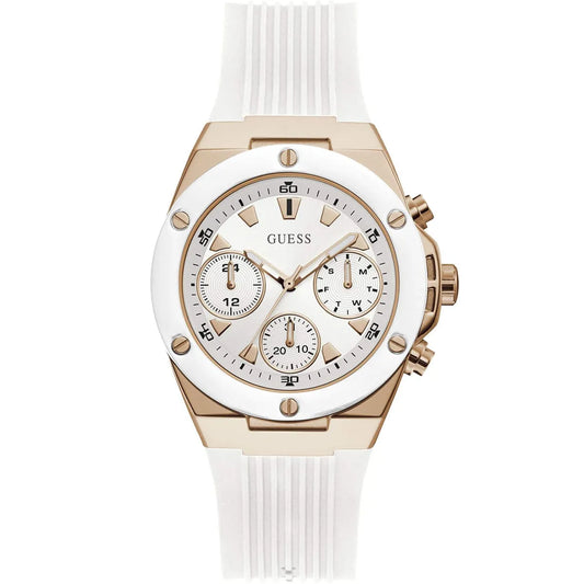 Guess Athena Multi-Function GW0030L3 Rose Gold White Dial Rubber Women's Watch
