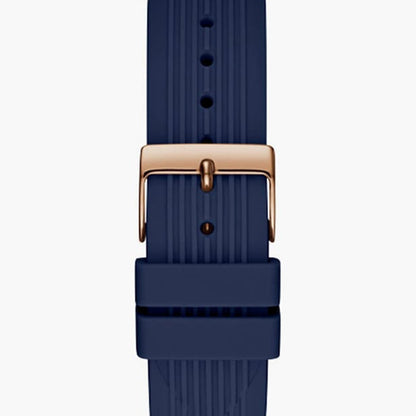 Guess Athena  GW0030L5 Rose Gold Case Silver Dial Blue Rubber Women's Watch