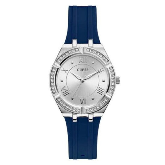 Guess Cosmo GW0034L5 Silver Case Silver Dial Blue Rubber Women's Watch