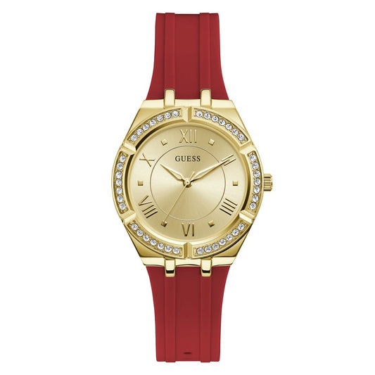 Guess Cosmo GW0034L6 Gold Case Gold Dial Red Rubber Women's Watch