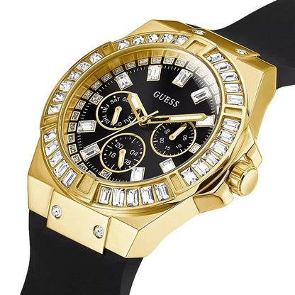 Guess Venus GW0118L1 Gold Case Black Dial Black Rubber Women's Watch
