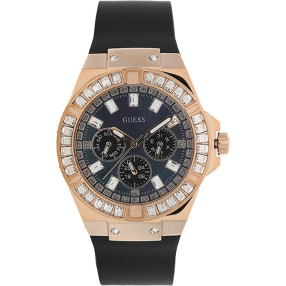 Guess Venus GW0118L2 Rose Gold Case Black Dial Black Rubber Women's Watch