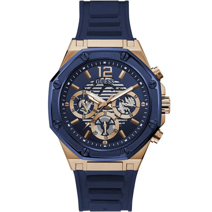 Guess Momentum Multi-Function GW0263G2 Rose Gold Blue Case Blue Dial Blue Rubber Men's Watch