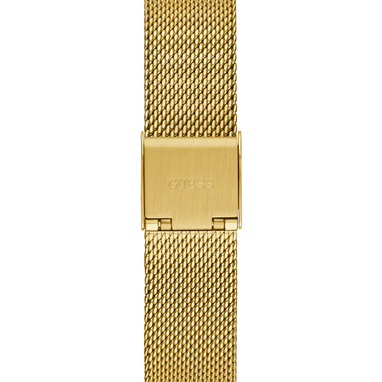 Guess GW0354L5 Square Gold Case Crystal Bezel Green Dial Gold Mesh Women's Watch